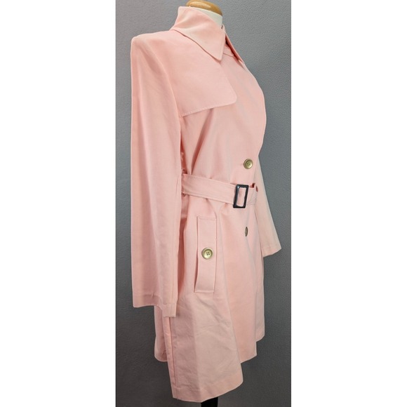 Vintage Seven City Women's L Belted Rain Trench‎ Coat Old Money Pastel Pink NWT - Picture 9 of 16